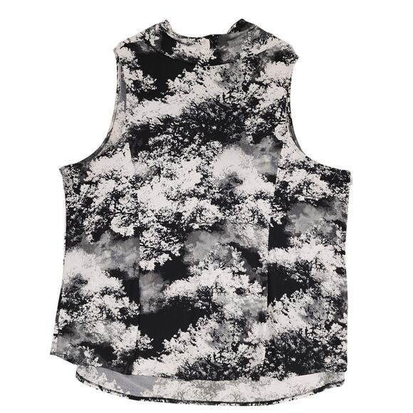 Lane Bryant Top Blouse 26 28 Black White Clouds 54x30 Cowl Stretch Sleeveless - Picture 2 of 12